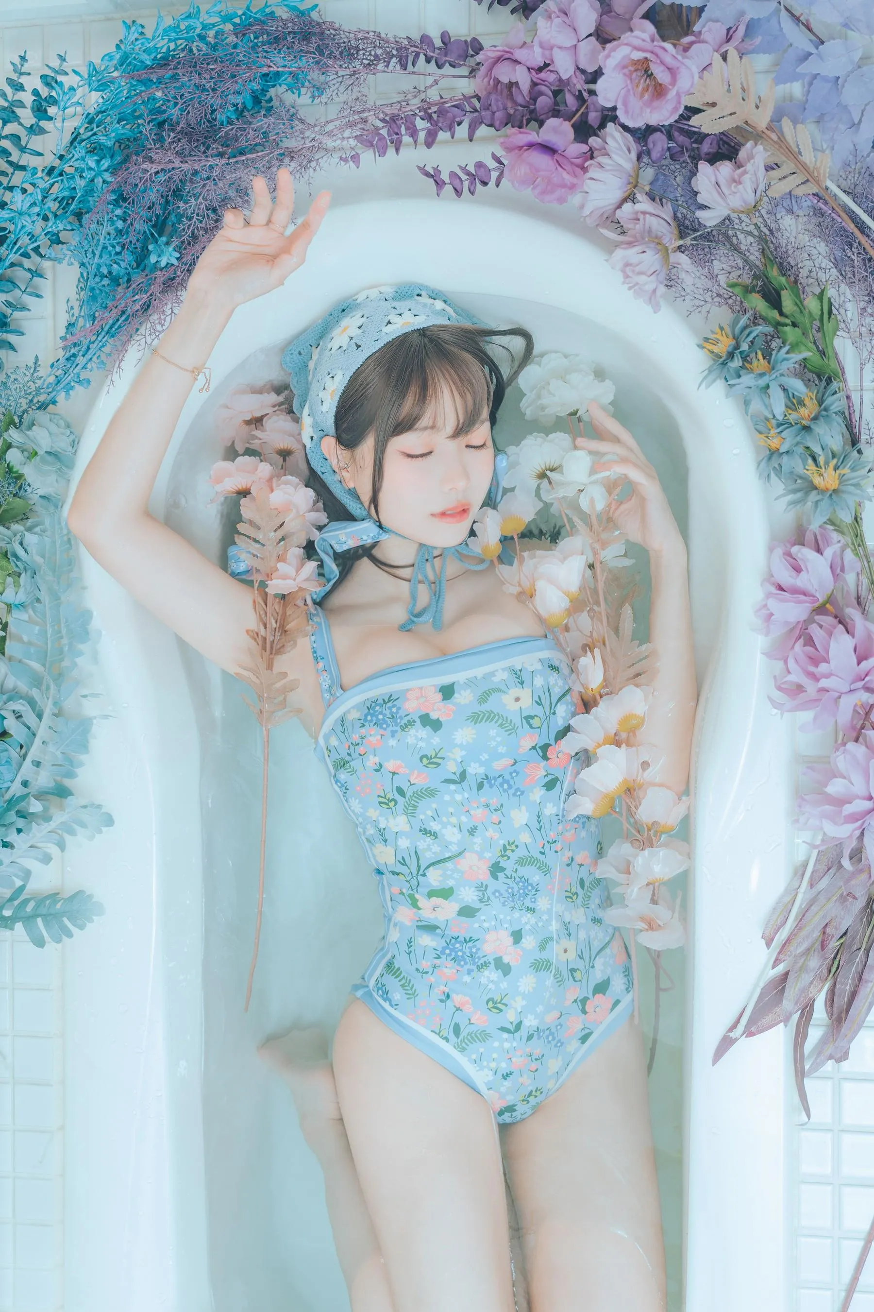 ElyEE子 – NO.122 2023.august D-復古水藍花 Vintage Aqua Blossom [39P]插图1